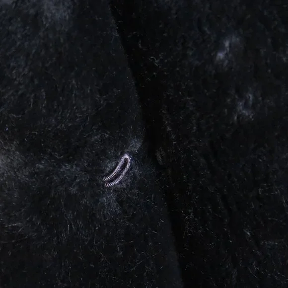 Black Long Plush Faux Fur Coat London Fog Winter Outerwear Coat Full Length 10 - Picture 5 of 9